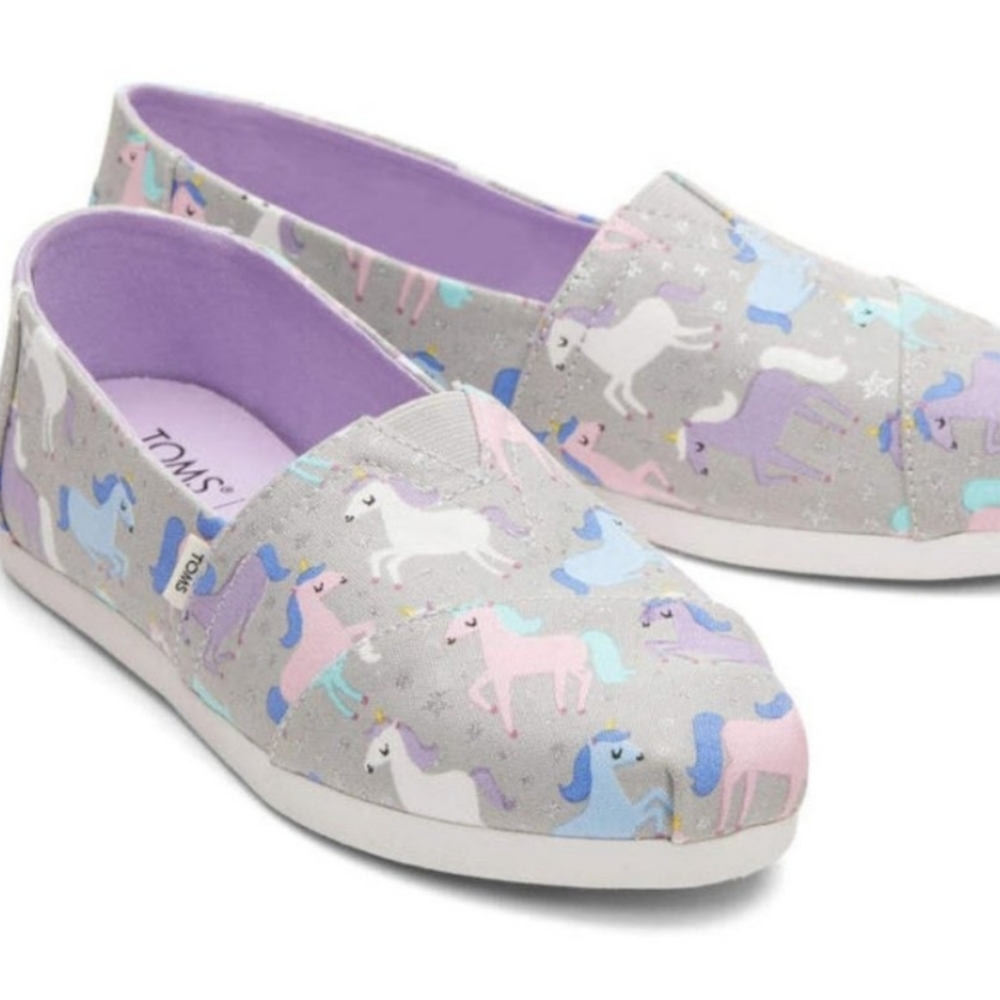 👣TOM'S 💜Alpargata Unicorn and Stars Light Grey Espadrilles